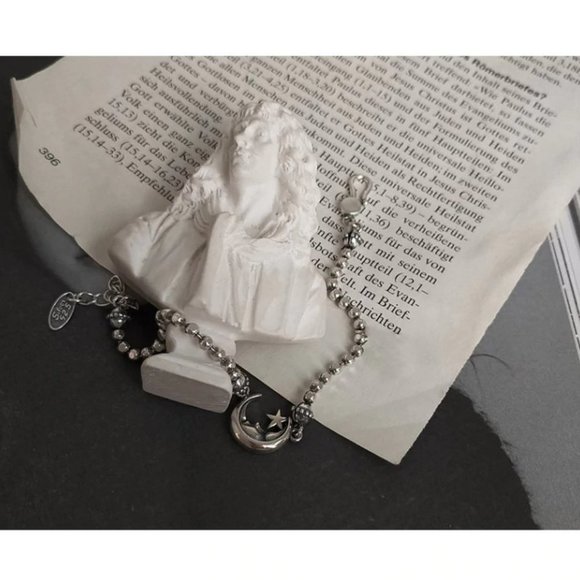 *925 Sterling Silver Vintage Moon Star Bracelet - Picture 4 of 9